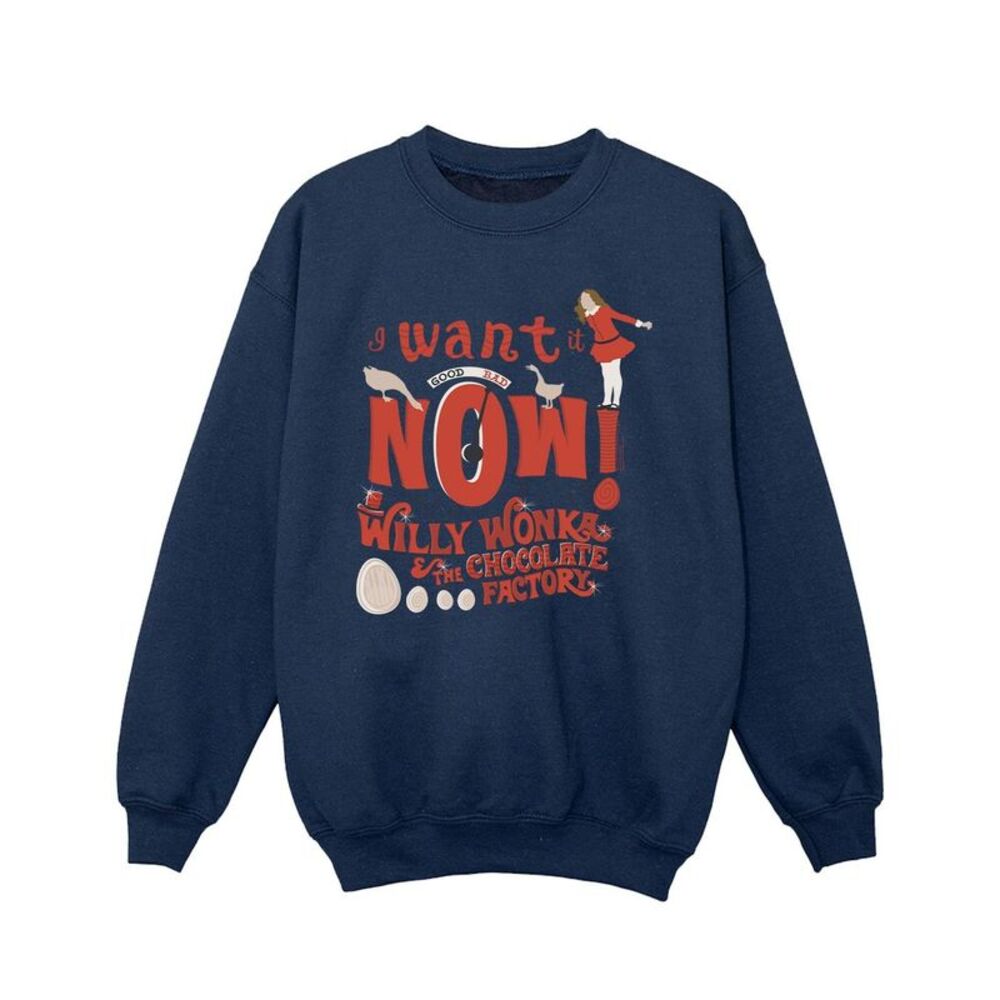 Willy Wonka Girls Verruca Salt I Want It Now Sweatshirt / Navy Blue